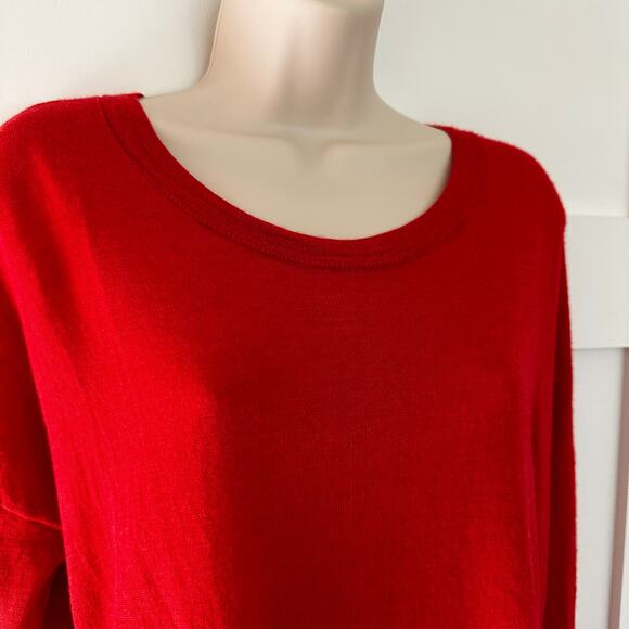 Madewell Sweater 100% Merino Wool Scoop Neck Red Women's Large Classic Staple - Picture 2 of 11